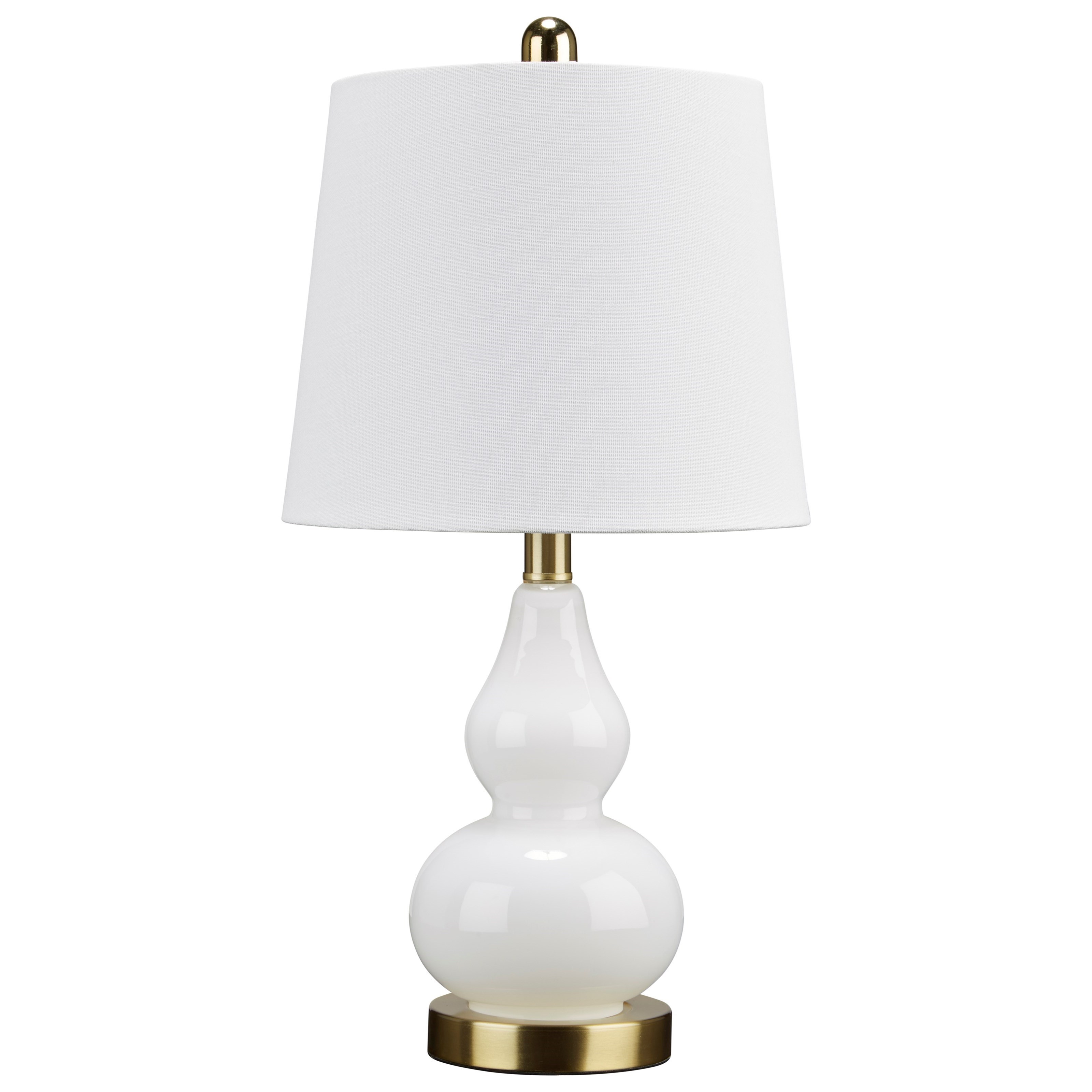 Signature Design by Ashley Lamps Contemporary Makana White/Brass